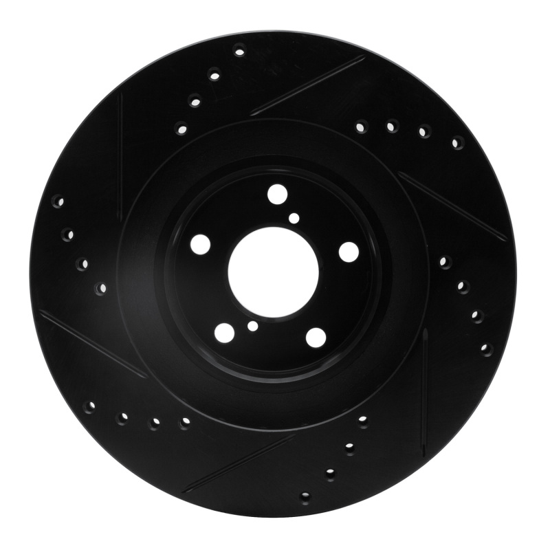 Saab 9-2X Brake Rotor (1) - Front Right - R1 Concepts - Drilled & Slotted - Black - `01-`08